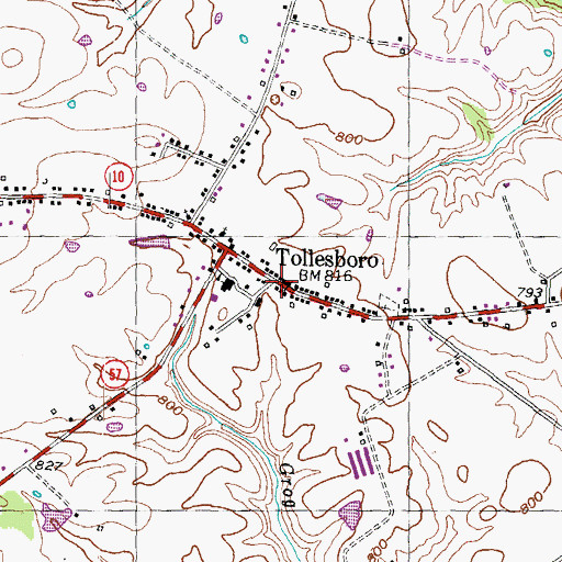 Topographic Map of Tollesboro, KY