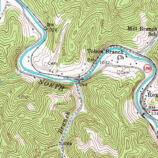 Topographic Map of Tolson Branch, KY