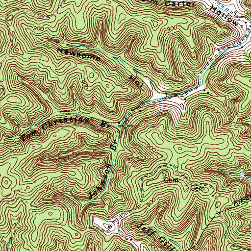 Topographic Map of Tom Christian Branch, KY