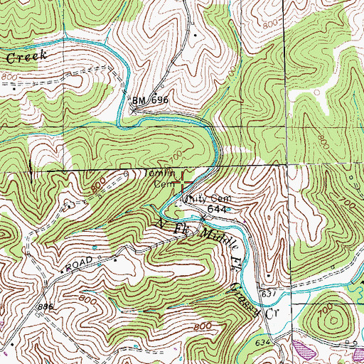 Topographic Map of Tomlin Cemetery, KY