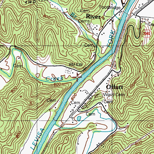 Topographic Map of Toms Creek, KY