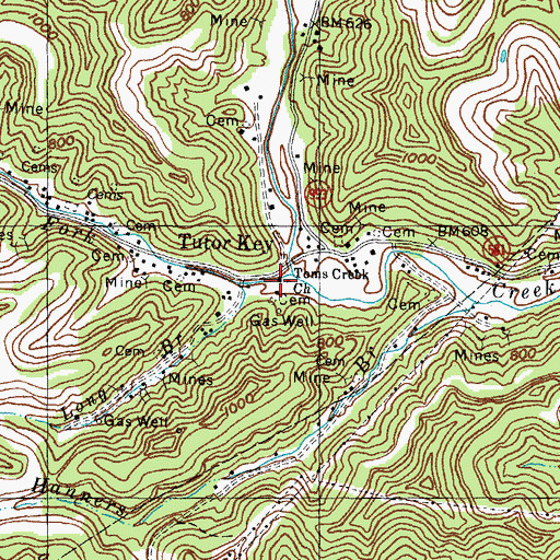 Topographic Map of Toms Creek United Baptist Church, KY