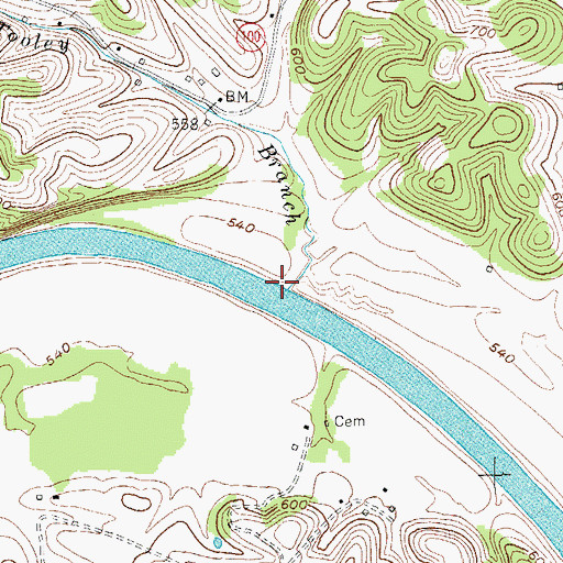 Topographic Map of Tooley Branch, KY