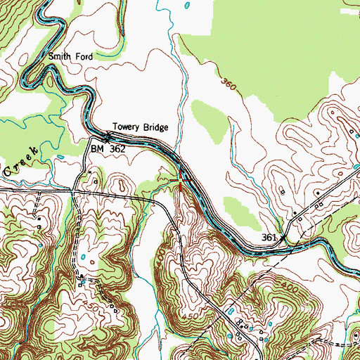 Topographic Map of Towery Branch, KY