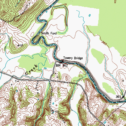 Topographic Map of Towery Bridge, KY