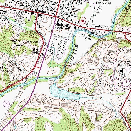 Topographic Map of Town Branch, KY
