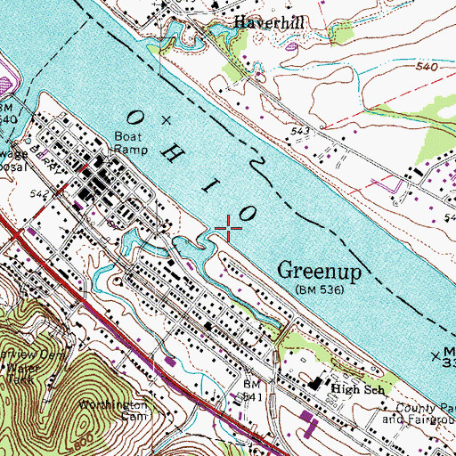 Topographic Map of Town Branch, KY