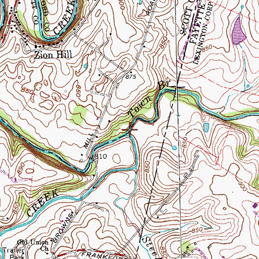 Topographic Map of Town Branch, KY