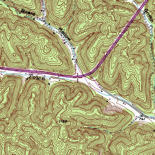 Topographic Map of Town Branch School, KY