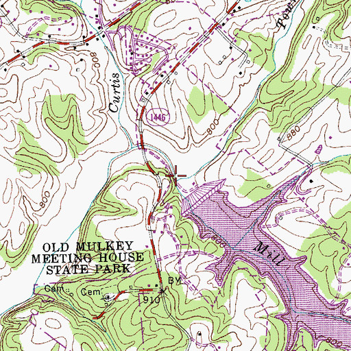 Topographic Map of Town Creek, KY