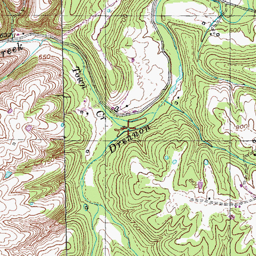 Topographic Map of Town Creek, KY