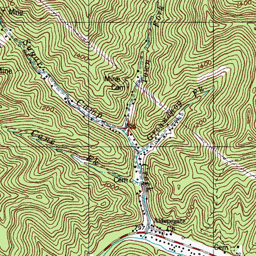 Topographic Map of Town Fork, KY