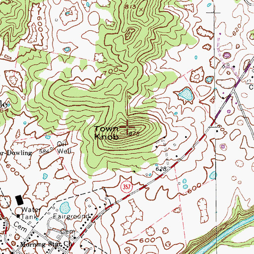 Topographic Map of Town Knob, KY