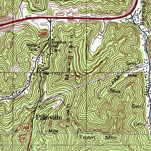 Topographic Map of Town Mountain, KY