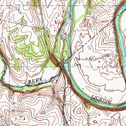 Topographic Map of Townsend Creek, KY