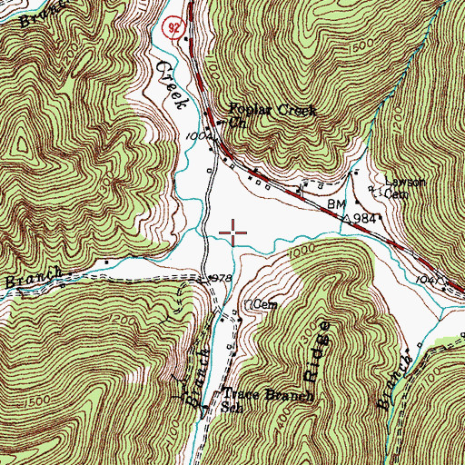 Topographic Map of Trace Branch, KY