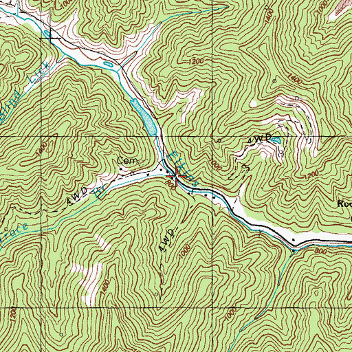 Topographic Map of Trace Branch, KY