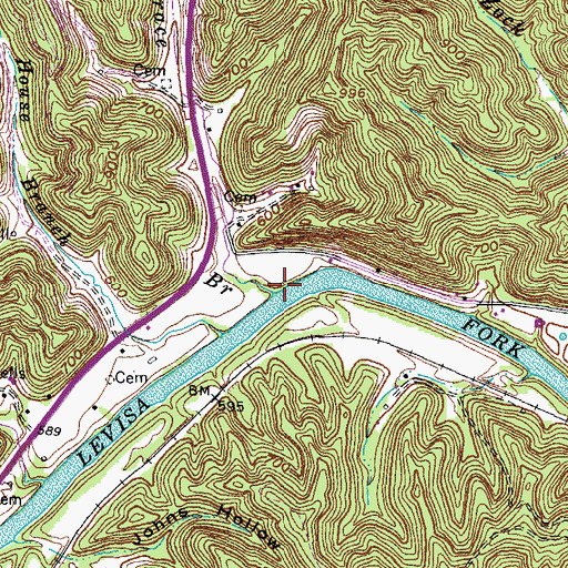 Topographic Map of Trace Branch, KY