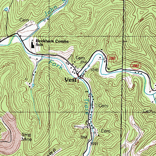 Topographic Map of Trace Branch, KY
