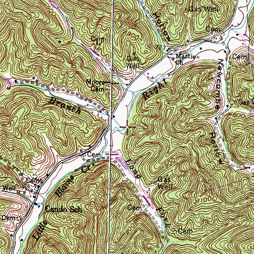 Topographic Map of Trace Branch, KY