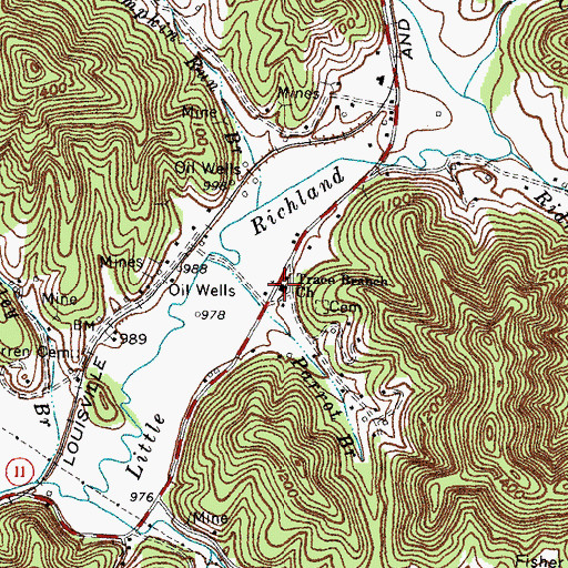 Topographic Map of Trace Branch United Methodist Church, KY