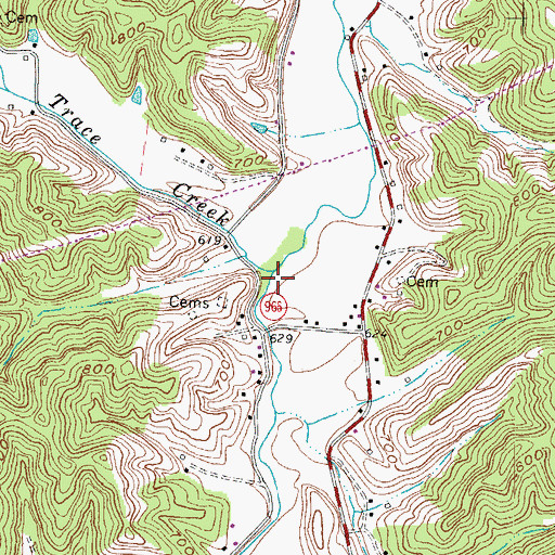 Topographic Map of Trace Creek, KY
