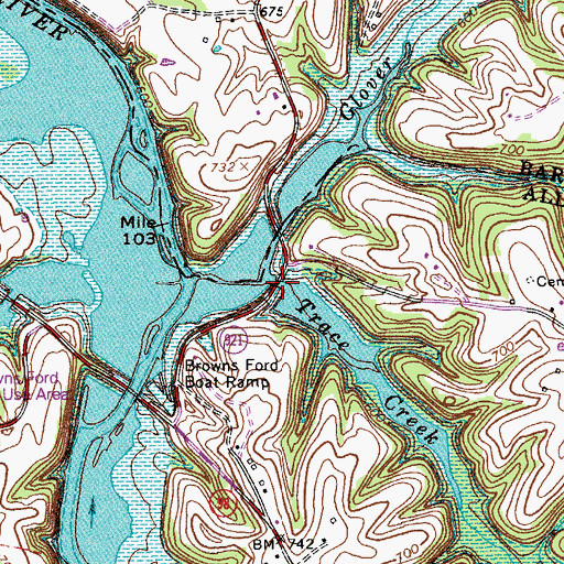 Topographic Map of Trace Creek, KY