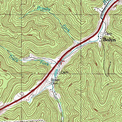 Topographic Map of Trace Fork, KY