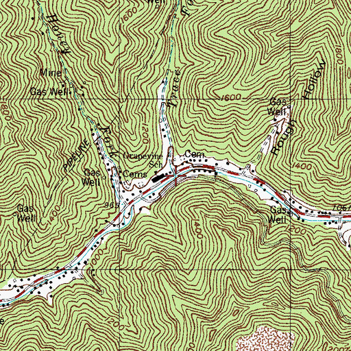 Topographic Map of Trace Fork, KY