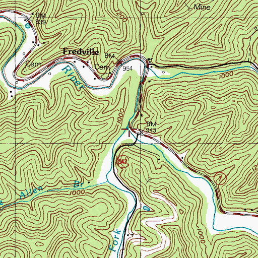 Topographic Map of Trace Fork, KY