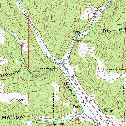 Topographic Map of Jackpot Hollow, AR