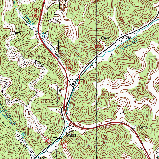 Topographic Map of Trace Fork, KY