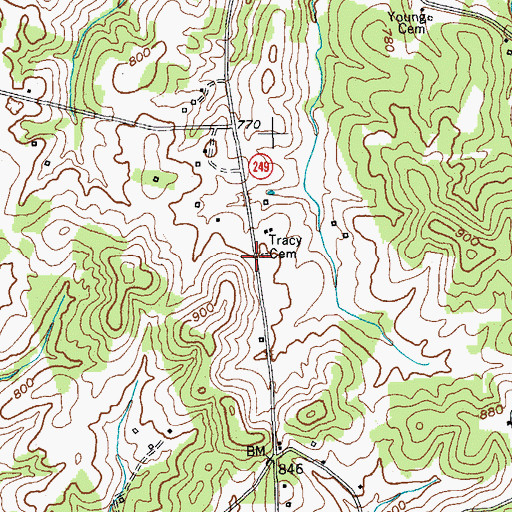 Topographic Map of Tracy Cemetery, KY