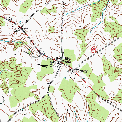 Topographic Map of Tracy Church, KY