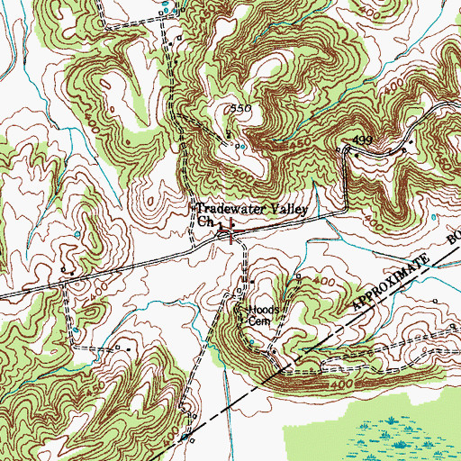 Topographic Map of Tradewater Valley Church, KY