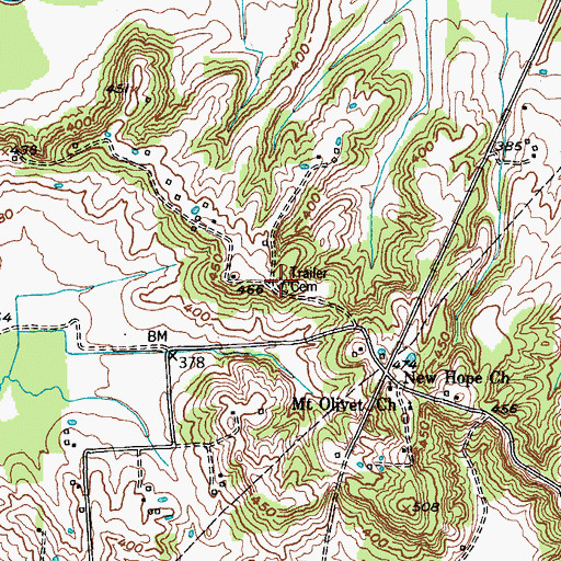 Topographic Map of Trailer Cemetery, KY