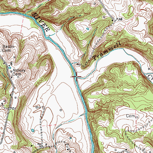 Topographic Map of Trammell Creek, KY