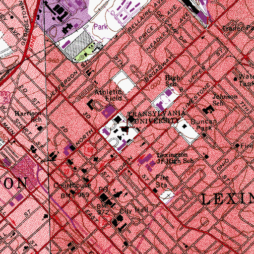 Topographic Map of Transylvania University, KY