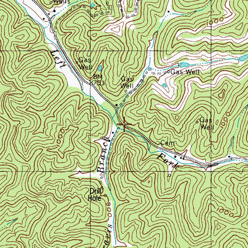Topographic Map of Travis Branch, KY