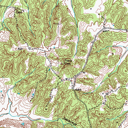Topographic Map of Trent Cemetery, KY