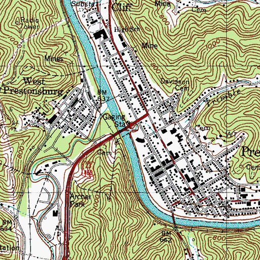 Topographic Map of Trimble Branch, KY