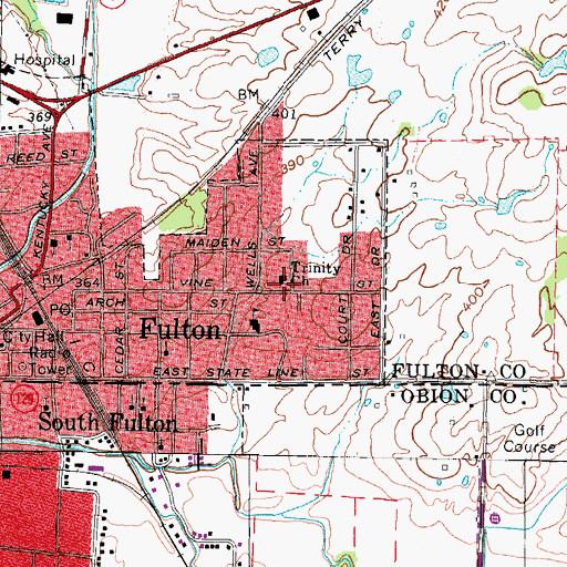 Topographic Map of Trinity Church, KY