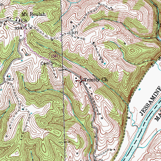 Topographic Map of Trinity Church, KY