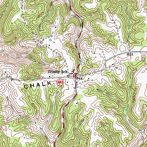 Topographic Map of Trinity School, KY