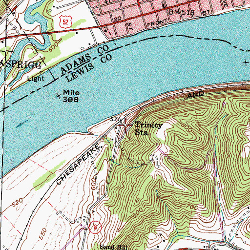 Topographic Map of Trinity Railroad Station (historical), KY