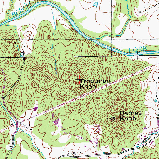 Topographic Map of Troutman Knob, KY