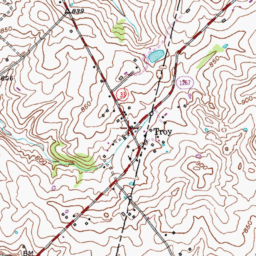 Topographic Map of Troy, KY