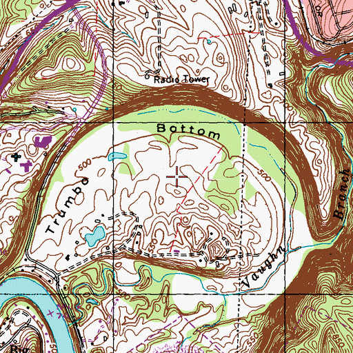 Topographic Map of Trumbo Bottom, KY