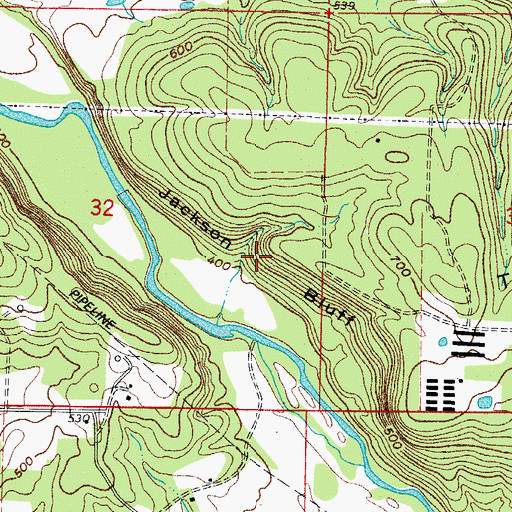 Topographic Map of Jackson Bluff, AR