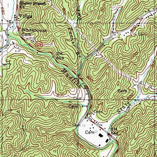 Topographic Map of Tucker Branch, KY